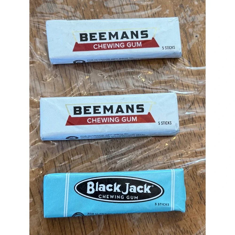 Black Jack Beemans Chewing Gum Pack‎ Lot 3 Sticks Vintage Candy Nostalgia